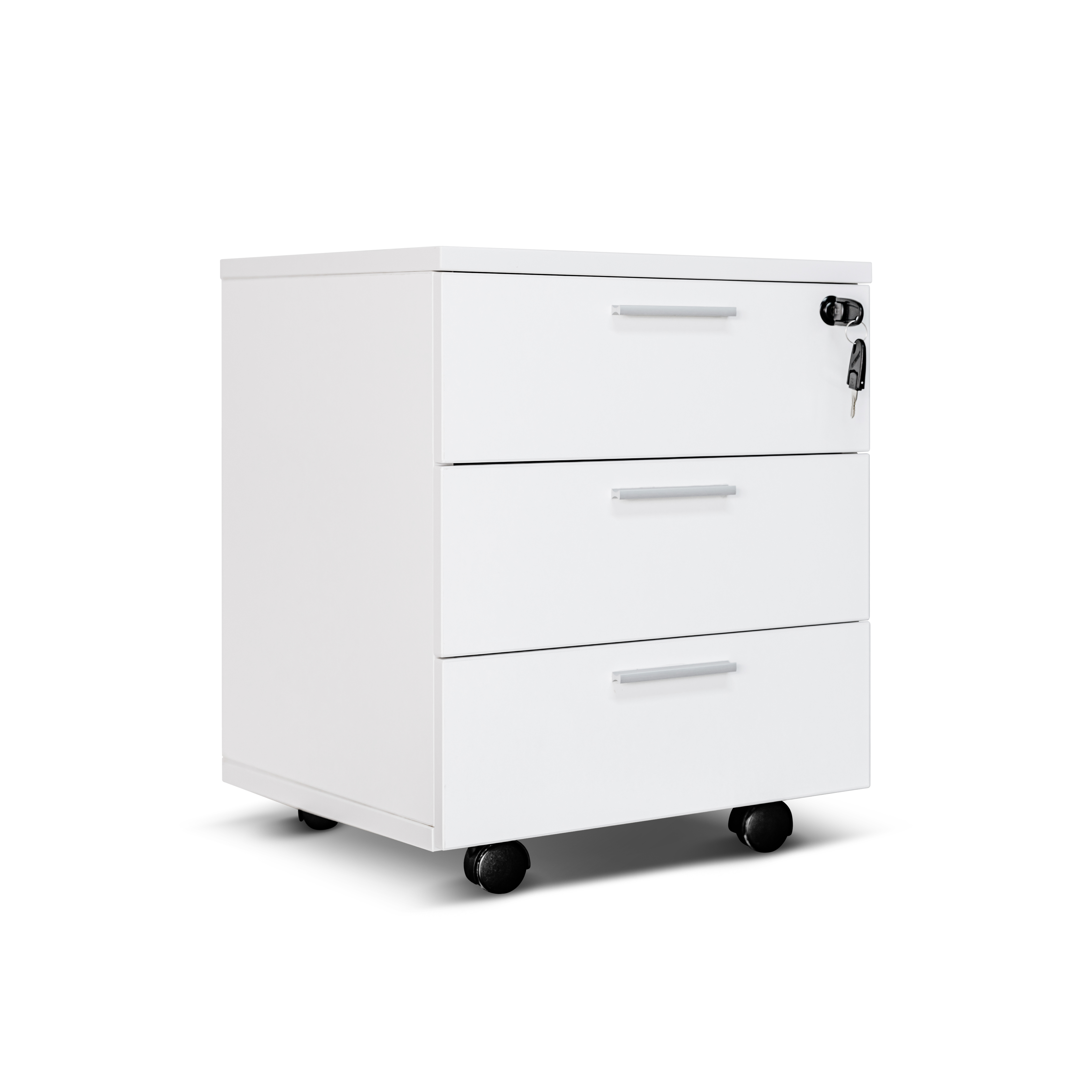 Cassettiera Optima In Legno D'Acero Con Rotelle – 4 Cassetti Con Serratura, Per Ufficio O Casa, Dimensioni 43x60x72 Cm