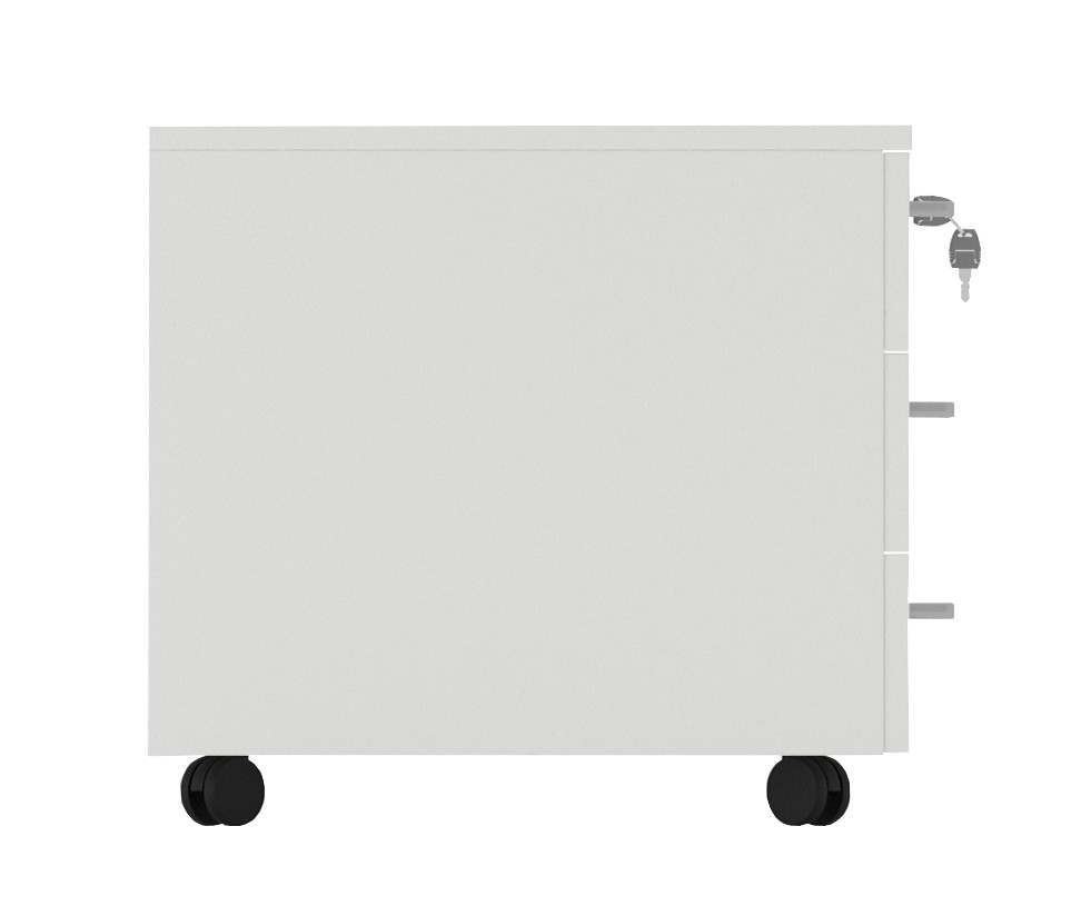 Cassettiera da ufficio con Rotelle OFFICE, L 42 x P 56 x H 51 cm (Bianco)